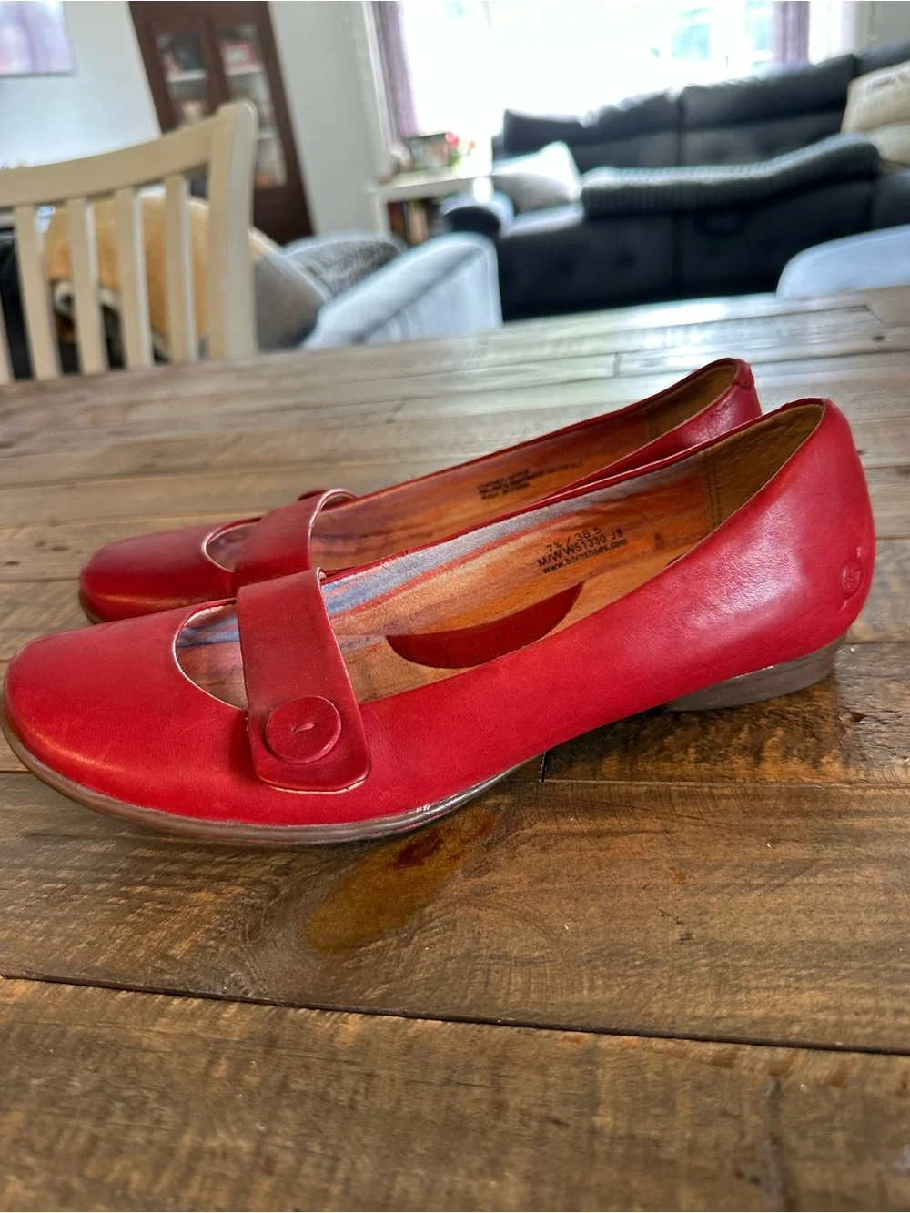Born Red Leather Mary Jane Flats Size 7.5